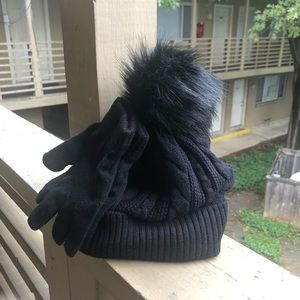 Winter beanie toboggan hat and gloves